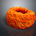 Freshly Baked Orange Donut With Textured Crust And Glossy Finish On Dark Background