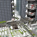 Modern Office Building With Glass Curtain Walls Outdoor Seating Green Lawn And Decorative Spheres