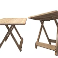 Set of Two Wooden Folding Tables with X Shaped Legs and Sturdy Design