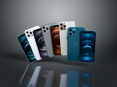 Latest Smartphones With Multiple Color Options Rear Camera Modules Displayed In Modern Arrangement 3d model