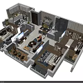 Residential Aerial Floor Plan Interior Layout With Bedrooms Living Room Kitchen Furniture And Decor