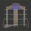 Futuristic Multi Layered Architectural Model With Blue Orange Lighting And Geometric Design
