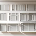 Various Modern White Casement Windows With Different Frame Designs For Home Interior 3d model
