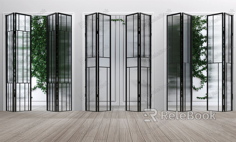 Modern folding door aluminum alloy glass door aluminum alloy folding door glass folding door Changhong glass Changhong folding door wire glass door model