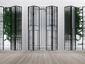 Modern folding door aluminum alloy glass door aluminum alloy folding door glass folding door Changhong glass Changhong folding door wire glass door 3d model