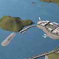 Modern Industrial Factory Complex Near Coastal Seaport With Island And Transportation Hub Facilities
