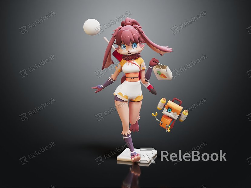 Modern game character fox girl fox warrior model