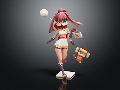 Modern game character fox girl fox warrior model