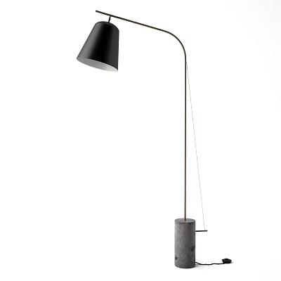 Modern Arc Floor Lamp With Black Shade Metal Stand And Concrete Base 3d model
