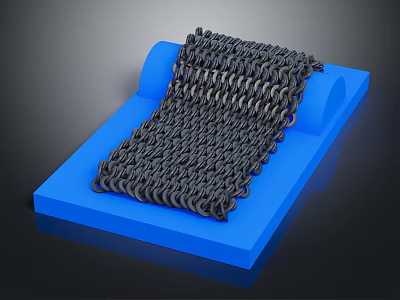 Hardware Tools Metal Chain Placed on Blue Base with Sturdy Structure 3d model