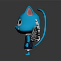 Anime Style Blue Cat Game Movie Character With White Wings And Big Eyes