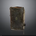 Ancient Leather Book With Worn Cover Metal Corners And Vintage Design