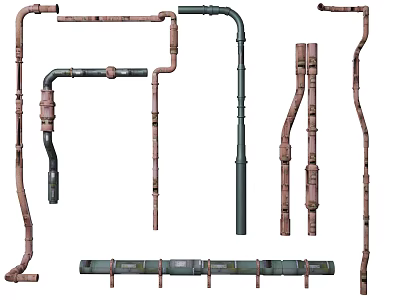 Building Components Featuring Various Pipes Elbows And Structural Fittings Design 3d model
