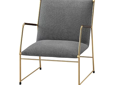 Modern Gray Upholstered Accent Chair Featuring Gold Metal Frame And Comfortable Design 3d model