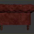 Red Tufted Leather Two Seater Sofa With Wooden Legs And Armrests