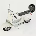 Vintage White Scooter With Black Seat Round Headlight And Rearview Mirrors