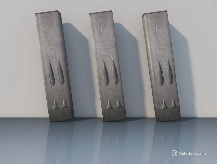 Three Modern Flush Doors With Sleek Gray Surface And Simple Decorative Patterns 3d model