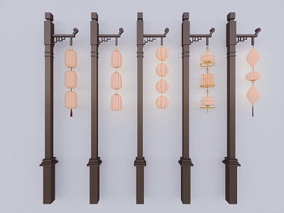 New Chinese-style street lamp combination garden lamp outdoor lamp 3d model