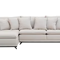 Modern Beige Sectional Sofa With Multiple Soft Cushions And Black Legs 3d model