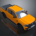 Bright Yellow Modern Pickup Truck With Black Roof And Stylish Wheels