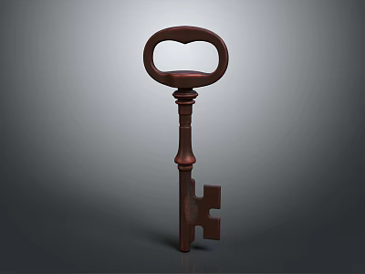 Vintage Bronze Key Shaped Jewelry Pendant With Classic Design And Metal Craft 3d model