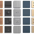 Various Colored Modern Switch Panels With Different Designs And Socket Types