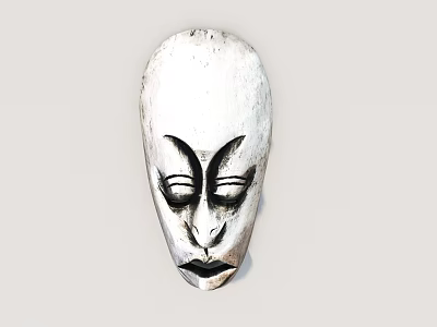 Handcrafted Traditional Wooden Mask With Carved Facial Features And Tribal Design 3d model