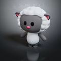 Adorable Cartoon Sheep Character With White Wool Grey Body Pink Ears And Black Eyes