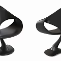Modern Black Leisure Chairs With Unique Curved Lines And Spiral Base Design