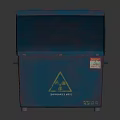 Blue Hazardous Materials Storage Container With Open Lid And Warning Sign 3d model