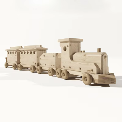 Wooden Building Blocks Toy Train With Carriages And Wheels For Kids Play 3d model Wooden Building Blocks Toy Train With Carriages And Wheels For Kids Play 3d model