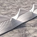 Park Landscape With White Wavy Folded Artistic Structure On Gray Ground 3d model