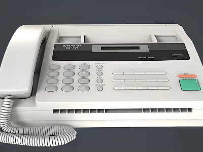 Professional Business Equipment Fax Machine With White Telephone Handset Control Panel And Digital 3d model