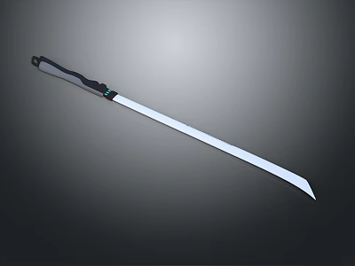 Long Blade Weapon With Black Handle And Silver Sharp Edge Design 3d model