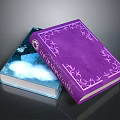 Ornate Purple Cover Books With Blue Cloud Design For Home Furniture Decor