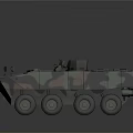 Armored Military Vehicle Featuring 8 Wheeled Design Camouflage Paint And Roof Antennas