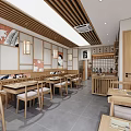 Traditional Japanese Restaurant Interior With Wooden Decor Lanterns And Artworks