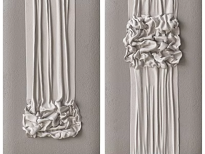 Gray Textured Wall Decor Featuring Long Strip Ruffled Bottom And Floral Pattern Design 3d model