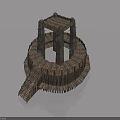Wooden Circular Tower Structure With Staircase And Platform Design 3d model