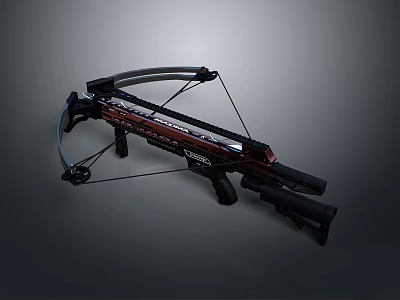 Modern Crossbow With Black And Red Design Mechanical Components Limbs And Trigger Grip 3d model