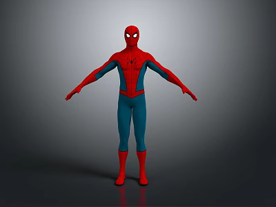 3D Rendering of Spider Man in Red and Blue Suit with Spider Logo 3d model