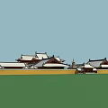 Ancient Chinese Architecture Complex With Courtyard Pagodas And Traditional Roofs