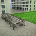Outdoor Canopy for Bicycle and Electric Scooter Parking With Modern Building and Grass Background