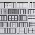 Various Window And Door Design Styles With Grid Patterns And Frame Details 3d model