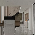 Bright Modern Office Reception Lobby With Curved Logo Wall And Polished Marble Floor Design