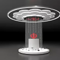 Modern Display Shelf With Cloud Shaped Top Red Logo Lighting And Display Items 3d model