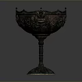 Intricate Bronze Pedestal Bowl Sculpture With Embossed Patterns And Decorative Base