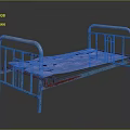 Rustic Metal Bed Frame With Blue Mattress And Red Blue Accents