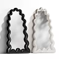 Modern Decorative Mirrors With Wavy Frame In Black And White Colors