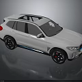 White Electric SUV With Panoramic Sunroof Black Wheels And Blue Accents